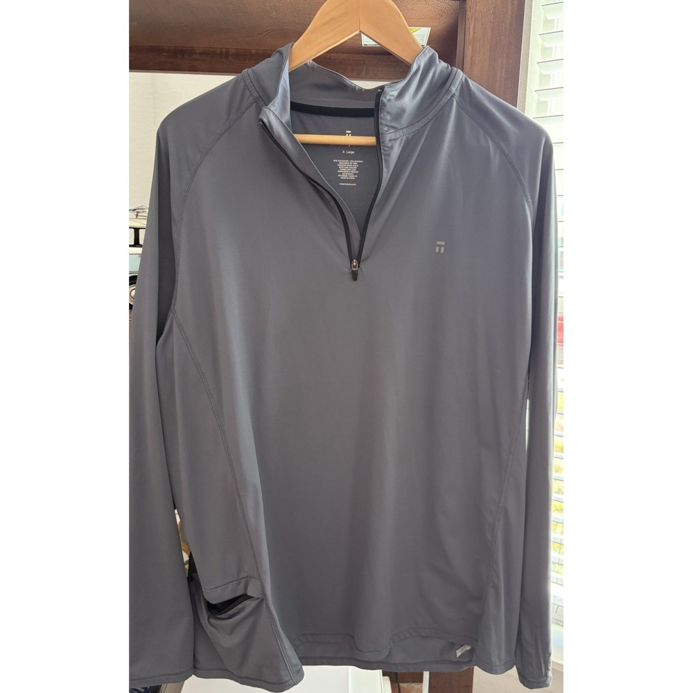 Tommy John Men's XL 1/4 Zip Long Sleeve Black Pullover Shirt Zipper Pockets